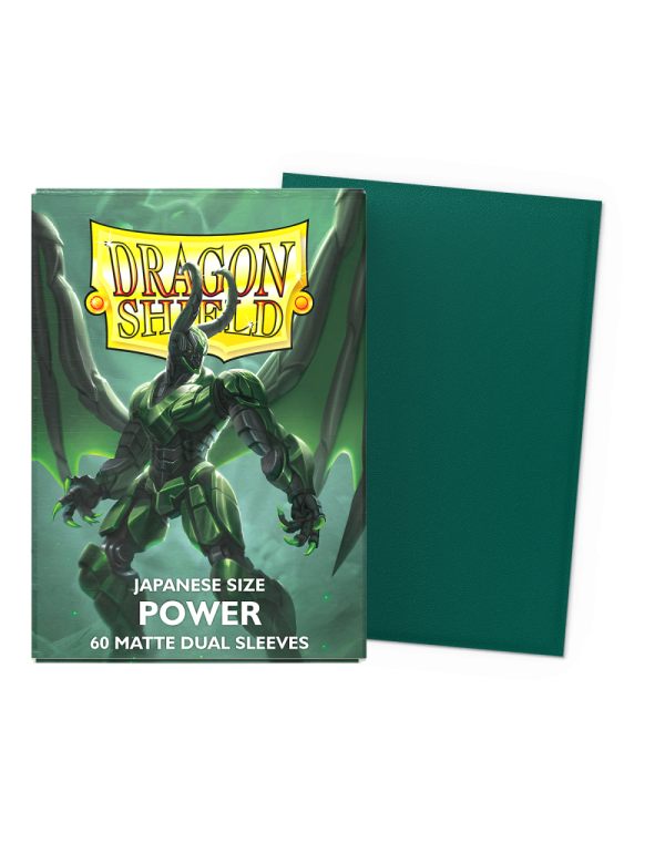 DRAGON SHIELD DUAL MATTE JAPANESE SIZE SLEEVES - METALLIC GREEN / POWER (60 SLEEVES) - Imagen 2